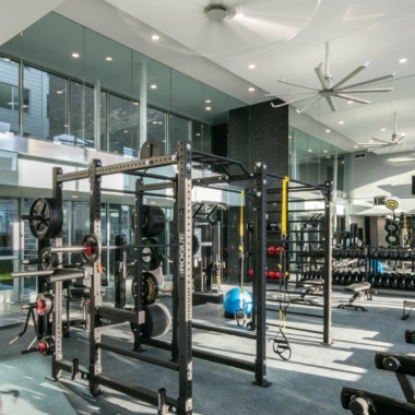 The Beacon fitness center with full weight equipment and cardio machines