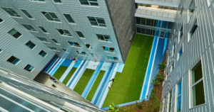 The Beacon sky-view of the courtyard lawn