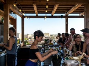 Alto bartender and group of patrons enjoying beautiful weather