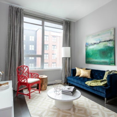 Living room with large windows